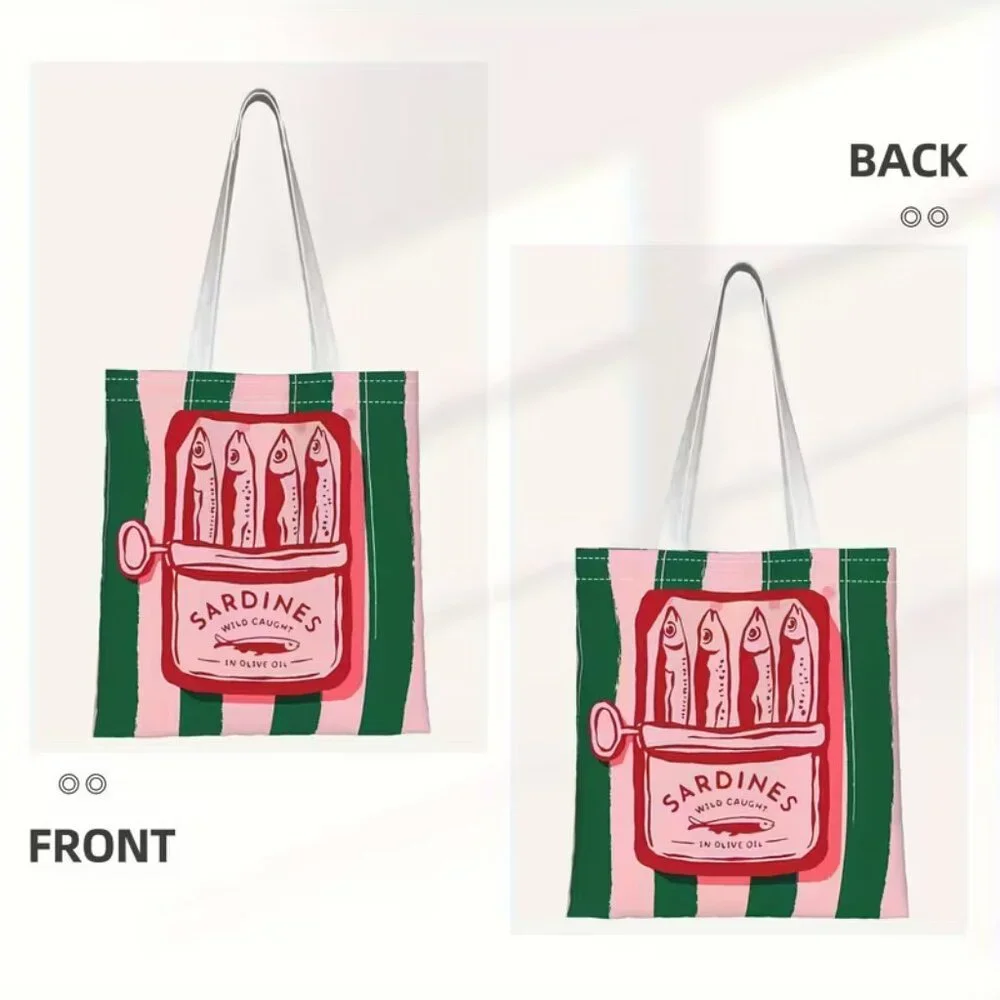 “Can of Sardines” Canvas Shoulder Tote Book Bag (BRAND-NEW &‎ SUPER CUTE!)